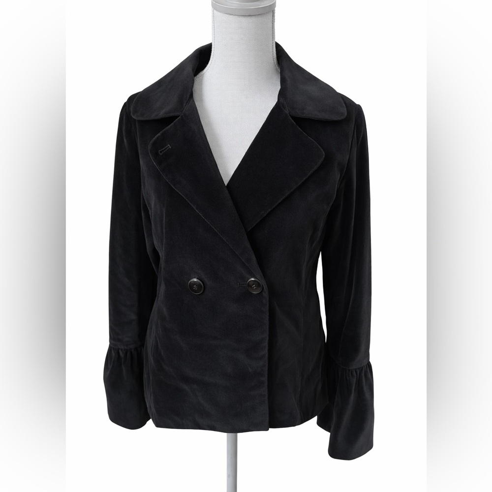 Maestro Black Velvet Bell Sleeve Double-Breasted Blazer Jacket XL
